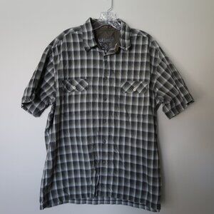 KUHL Button Down Short Sleeve Shirt Men's XL Gray Tartan Plaid